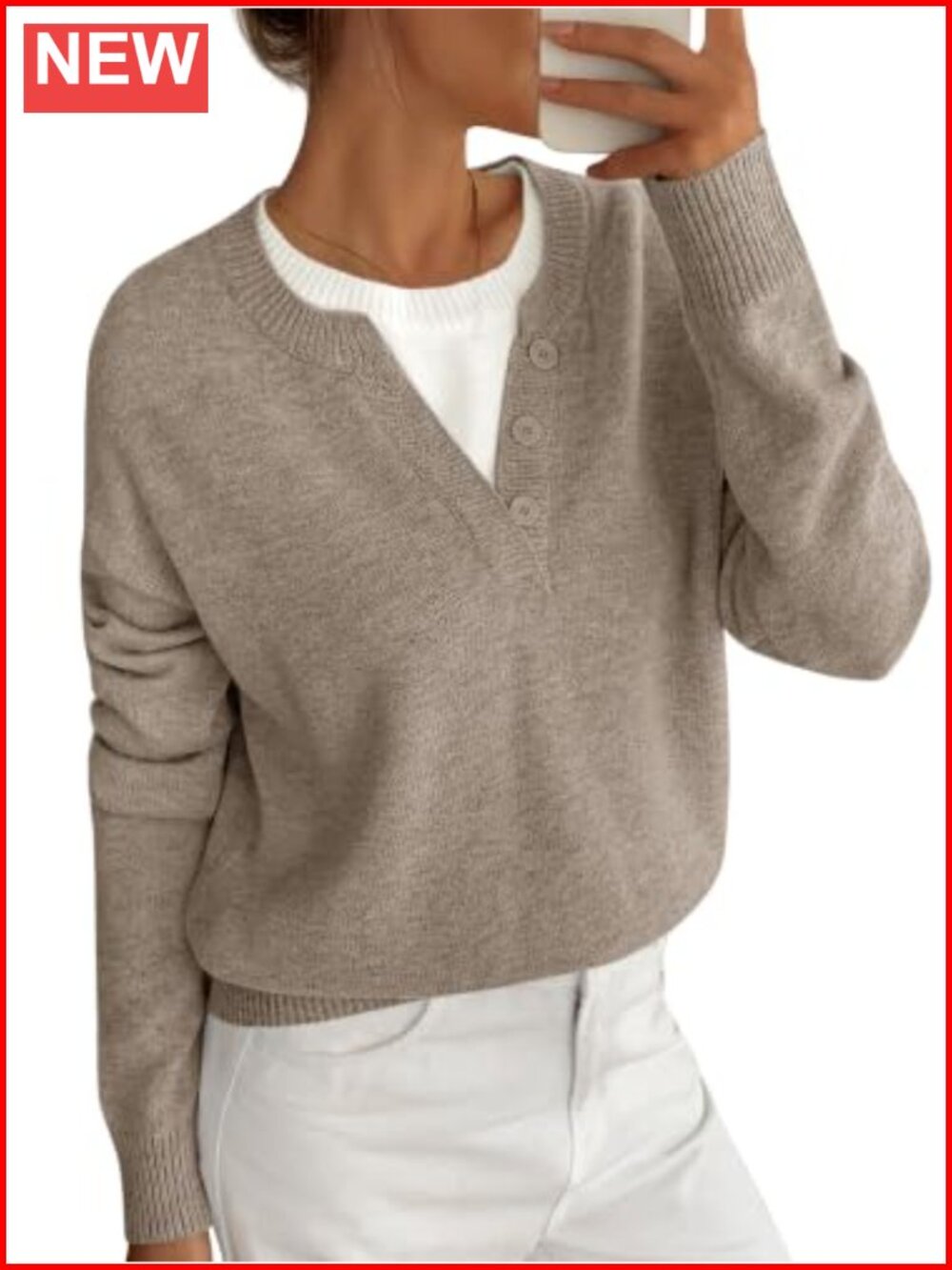 Women Long Sleeve Crew Neck Oversized Knit Sweater Pullover
